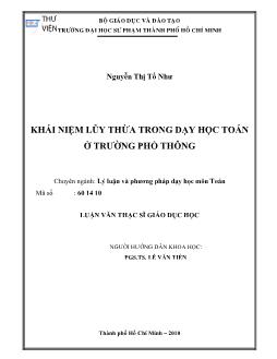 Khái niệm lũy thừa trong dạy học Toán ở trường phổ thông