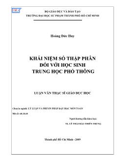 Khái niệm số thập phân đối với học sinh Trung học phổ thông (THPT)
