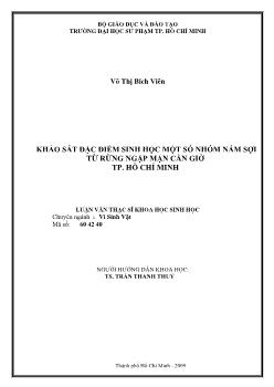 Khảo sát đặc điểm sinh học một số nhóm nấm sợi từ rừng ngập mặn Cần Giờ TP.HCM