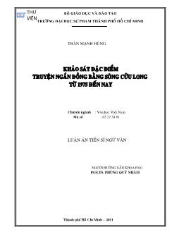 Khảo sát đặc điểm truyện ngắn đồng bằng Sông Cửu Long từ 1975 đến nay