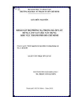 Khảo sát độ phóng xạ trong đá ốp lát dùng làm vật liệu xây dựng khu vực Thành phố Hồ Chí Minh
