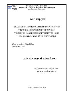 Khảo sát nhận thức và thái độ của sinh viên trường Cao đẳng Kinh tế đối ngoại Thành phố Hồ Chí Minh đối với một số nghề liên quan đến kinh tế và thương mại
