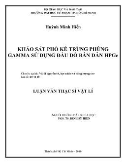Khảo sát phổ kế trùng phùng gamma sử dụng đầu dò bán dẫn HPGe
