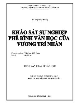Khảo sát sự nghiệp phê bình văn học của Vương Trí Nhàn