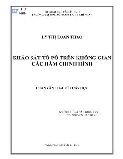 Khảo sát Tôpô trên không gian các hàm chỉnh hình