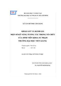 Khảo sát vvà đánh giá một số kỹ năng tương tác trong tổ chức của sinh viên khoa sư phạm trường Đại học Tiền Giang