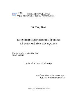 Khuynh hướng phê bình mới trong lý luận phê bình văn học Anh