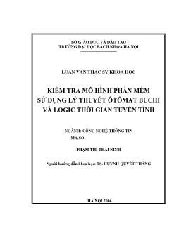 Kiểm tra mô hình phần mềm sử dụng ký thuyết ô tômat buchi và logic thời gian tuyến tính