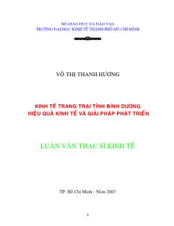 Kinh tế trang trại tỉnh Bình Dương - Hiệu quả kinh tế và giải pháp phát triển