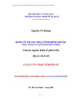 Kinh tế trang trại tỉnh Bình Phước thực trạng và giải pháp phát triển