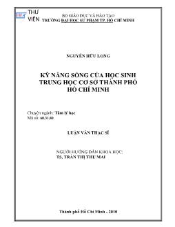 Kỹ năng sống của học sinh trung học cơ sở thành phố Hồ Chí Minh