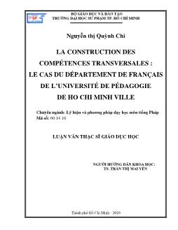 LA CONSTRUCTION DES COMPÉTENCES TRANSVERSALES : LE CAS DU DÉPARTEMENT DE FRANÇAIS DE L’UNIVERSITÉ DE PÉDAGOGIE DE HO CHI MINH VILLE