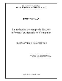 La traduction des temps du discours informatif du francais en Vietnamien