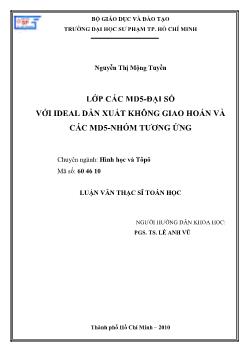 Lớp các MD5 - Đại số với Ideal dẫn xuất không giao hoán và các MD5 - Nhóm tương ứng