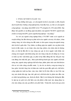 Lựa chọn phương án chiến lược phát triển ngành công nghiệp chế biến thực phẩm của Việt Nam trong điều kiện hội nhập WTO