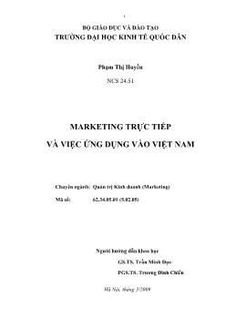 Marketing trực tiếp và việc ứng dụng vào Việt Nam