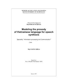 Modeling the prosody of Vietnamese language for speech synthesis