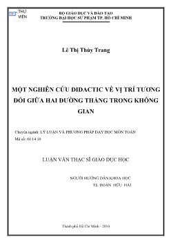 Một nghiên cứu didactic về vị trí tương đối giữa hai đường thẳng trong không gian