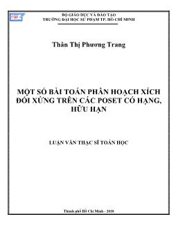 Một số bài toán phân hoạch xích đối xứng trên các poset có hạng, hữu hạn