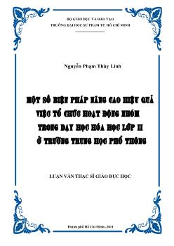 Một số biện pháp nâng cao hiệu quả việc tổ chức hoạt động nhóm trong dạy học hóa học lớp 11 ở trường Trung học phổ thông