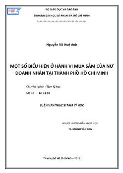 Một số biểu hiện ở hành vi mua sắm của nữ doanh nhân tại Thành phố Hồ Chí Minh