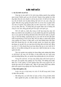 Một số giải pháp chiến lược nhằm phát triển ngành công nghiệp ôtô Việt Nam đến năm 2010