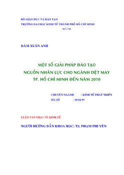 Một số giải pháp đào tạo nguồn nhân lực cho ngành dệt may TP.HCM đến năm 2010