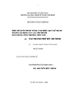 Một số giải pháp nâng cao hiệu quả sử dụng nguồn lao động của các chi nhánh Ngân hàng Công thương Việt Nam