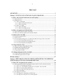 Một số giải pháp nhằm bảo đảm sự tăng trưởng bền vững của doanh nghiệp, phát triển lợi thế cạnh tranh thông qua việc tăng cường quản lý rủi ro tại doanh nghiệp làm đại lý vận tải biển trong giai đoạn hội nhập WTO