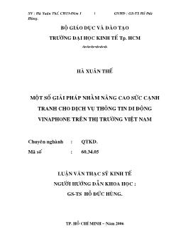 Một số giải pháp nhằm nâng cao sức cạnh tranh cho dịch vụ thông tin di động VinaPhone trên thị trường Việt Nam