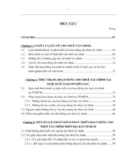 Một số giải pháp nhằm phát triển hoạt động cho thuê tài chính trên địa bàn TP.HCM