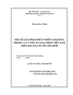 Một số giải pháp phát triển Logistics trong các Công ty giao nhận Việt Nam trên địa bàn TP.HCM