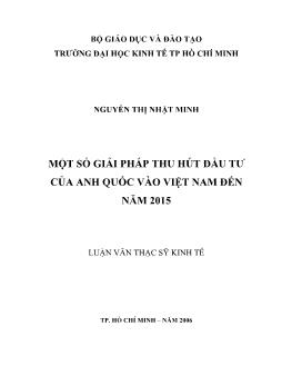 Một số giải pháp thu hút đầu tư của Anh Quốc vào Việt Nam đến năm 2015