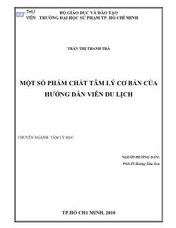 Một số phẩm chất tâm lý cơ bản của hướng dẫn viên du lịch