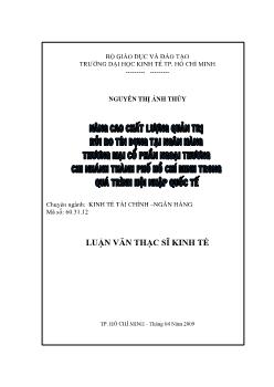Nâng cao chất lượng quản trị rủi ro tín dụng tại Ngân hàng thương mại cổ phần Ngoại thương chi nhánh TP.HCM trong quá trình hội nhập
