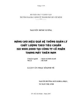 Nâng cao hiệu quả hệ thống quản lý chất lượng theo tiêu chuẩn ISO 9001: 2000 tại Công ty Cổ phần thang máy Thiên Nam