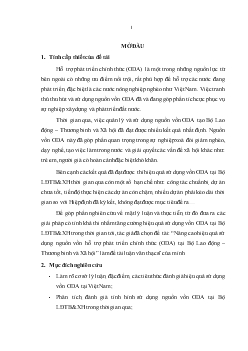 Nâng cao hiệu quả sử dụng nguồn vốn hỗ trợ phát triển chính thức ODA tại Bộ Lao động – Thương binh và Xã hội