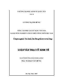 Nâng cao hiệu quả sử dụng vốn ODA tại Bộ Nông nghiệp và phát triển Nông thôn