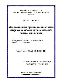 Nâng cao khả năng cạnh tranh cho các doanh nghiệp nhỏ và vừa của Việt Nam trong tiến trình hội nhập vào WTO