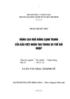 Nâng cao khả năng cạnh tranh của Bảo việt nhân thọ trong xu thế hội nhập