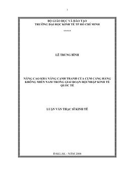 Nâng cao khả năng cạnh tranh của cụm cảng hàng không miền Nam trong giai đoạn hội nhập kinh tế Quốc tế