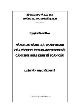 Nâng cao năng lực cạnh tranh của Công ty Vinatrans trong bối cảnh hội nhập kinh tế toàn cầu