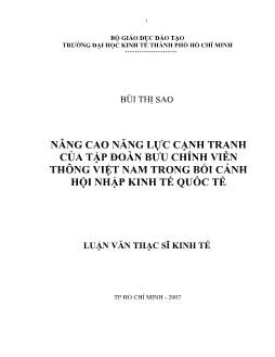 Nâng cao năng lực cạnh tranh của tập đoàn bưu chính viễn thông Việt Nam trong bối cảnh hội nhập nền kinh tế Quốc tế