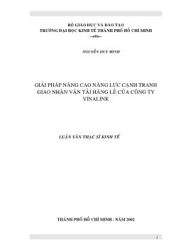 Nâng cao năng lực cạnh tranh giao nhận vận tải hàng lẻ của Công ty Vinamilk