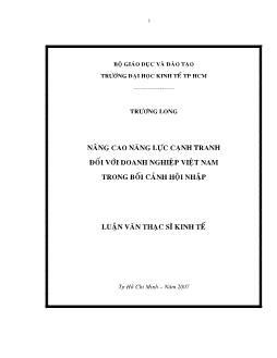 Nâng cao năng lực cạnh tranh với doanh nghiệp Việt Nam trong bối cảnh hội nhập