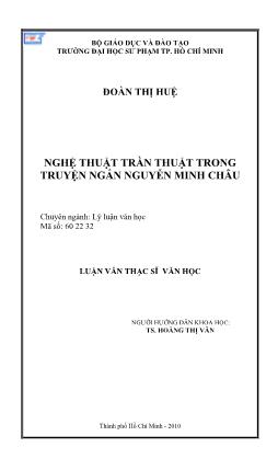 Nghệ thuật trần thuật trong truyện ngắn Nguyễn Minh Châu