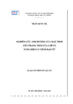 Nghiên cứu ảnh hưởng của mặt trời lên trạng thái của lớp F2 tầng điện ly xích đạo từ