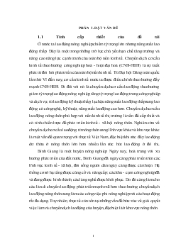 Nghiên cứu các yếu tố ảnh hưởng đến tình hình chuyển dịch lao động nông thôn tại huyện Bình Giang, tỉnh Hải Dương