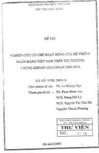 Nghiên cứu cơ chế hoạt động của hệ thống Ngân hàng Việt Nam trên thị trường chứng khoán (giai đoạn 2000 - 2010)