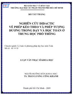 Nghiên cứu Didatic về phép kéo theo và phép tương đương trong dạy và học Toán ở Trung học phổ thông (THPT)